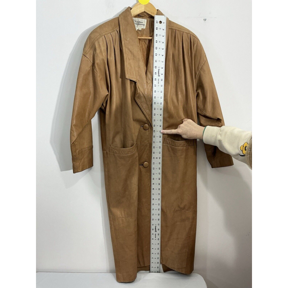 Womans The Leather Warehouse Medium Brown Full Length Leather Trenchcoat - Picture 5 of 9